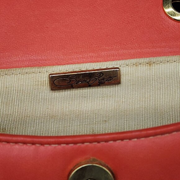 Pink Salmon Leather Bag Gold Mesh Strap Small Hard Case Sondra Robert Vintage - Picture 6 of 15